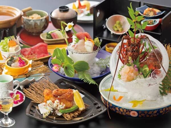 【風雅会席/例】調理法をお選びいただける「伊勢海老お好み料理」と熊野牛、クエ料理を含む贅沢な会席料理
