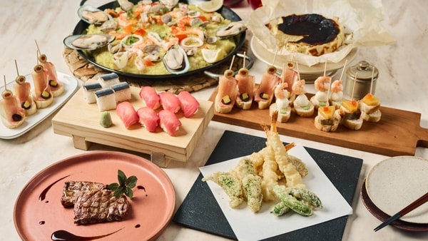 【夕食/例】山海素材を活かすチャコールグリルステーキや人気の寿司・天ぷらもご用意！