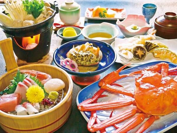 【旬魚桶盛&あわび&蟹付会席/例】新鮮鮮魚を満喫！