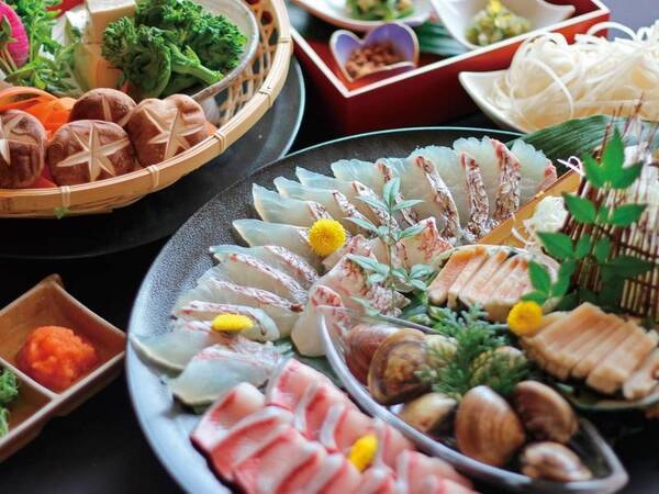 選べる夕食選べる夕食(伊勢真鯛と季節の海鮮しゃぶしゃぶ/例)