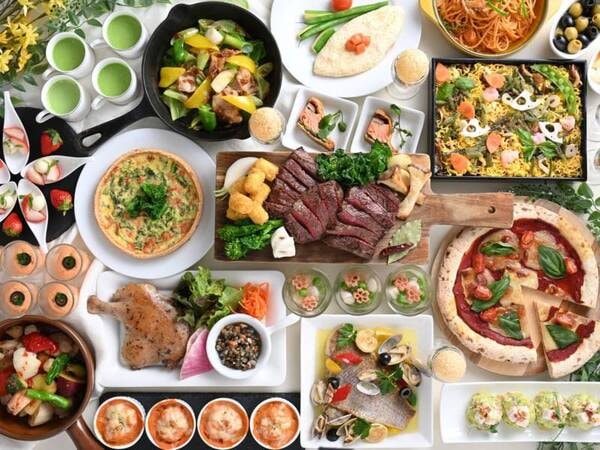 【ディナービュッフェ（3月7日～5月6日）/例】ライブキッチンではご利用いただく時間帯によって異なるメニューをご用意しております。