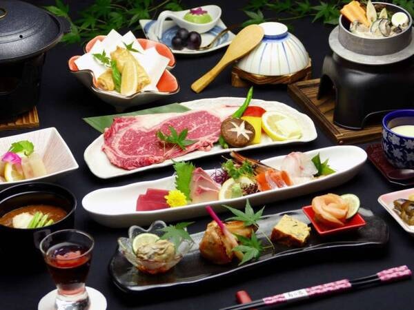 【和牛ロース付き会席/例】お肉好きにはたまらない和牛をメインに旬の素材を使った会席料理