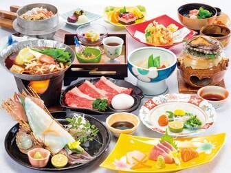 湯本観光ホテル西京/【★贅沢★特選会席/例】◆アワビ踊り焼き(おひとりごとに1個)◆ふぐたたき◆牛すき焼き◆イカ姿造り(お二人で1杯)など、上質な食材を堪能できる会席