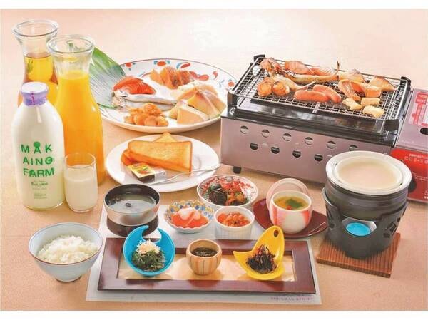 【朝食/例】網焼きハーフバイキング