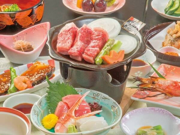 【グレードアップ夕食一例】スタンダードプランの内容から、品数などちょっぴりグレードアップ！