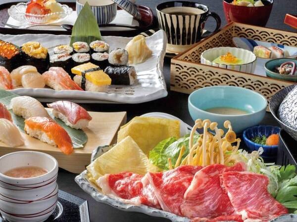 【夕食/例】北海道産牛肉のしゃぶしゃぶとお選び寿司がメインの和食会席