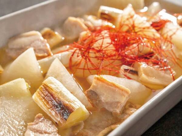 豚バラと大根,吾妻太ネギの柔らか煮/例