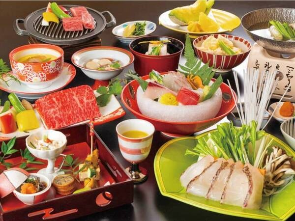 【厳選和牛付会席/例】愛媛自慢の「鯛」と「厳選和牛の鉄板焼」が両方楽しめるイチ押し会席