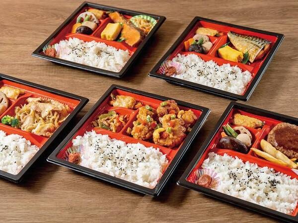 選べるお弁当一例。夕・朝でお弁当２つをチョイス
