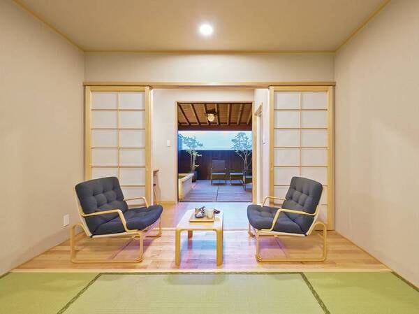 【檜かほる露天風呂付き客室/例】非日常をコンセプトに「ときめき」「くつろぎ」「やすらぎ」がつまったお部屋