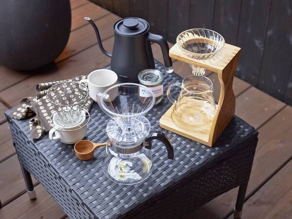 【檜かほる露天風呂付き客室/例】長崎で愛される「カリオモンズコーヒーロースター」の焙煎珈琲をご用意