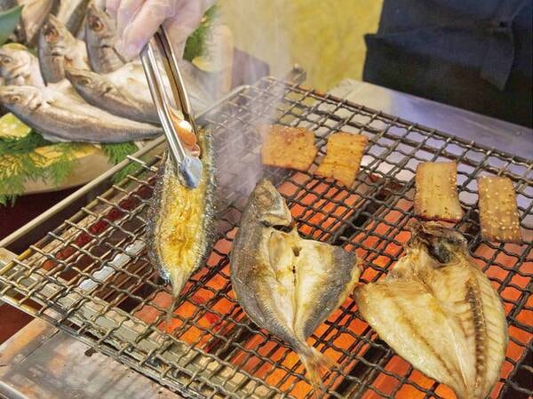 朝食ビュッフェ:焼きたての南紀の干物を(例)