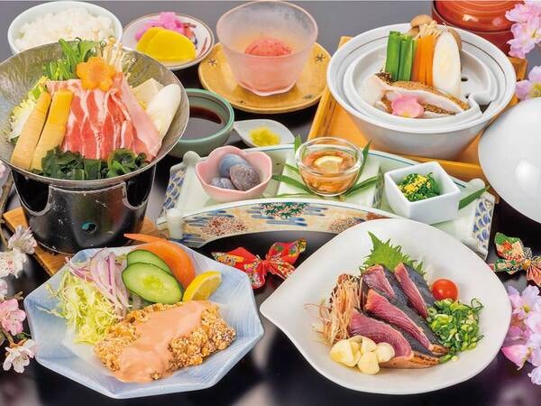 【鰹のタタキ付!土佐会席/例】高知名物!鰹のたたき(ポン酢)、その他地元・高知県産の旬な食材を使用した基本会席