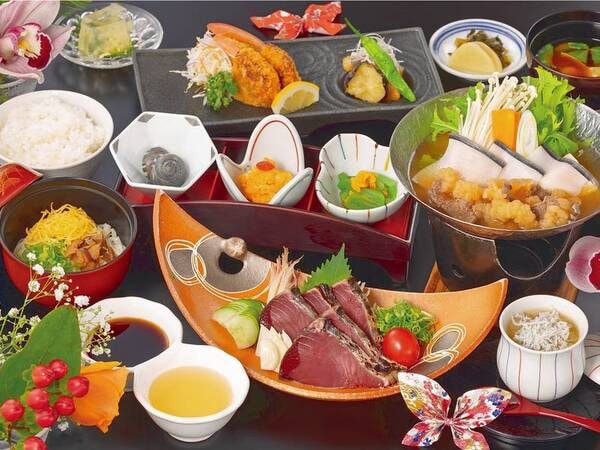 【鰹のﾀﾀｷ付!土佐会席/例】高知名物！鰹のたたき(ポン酢)、その他地元・高知県産の旬な食材を使用した基本会席
