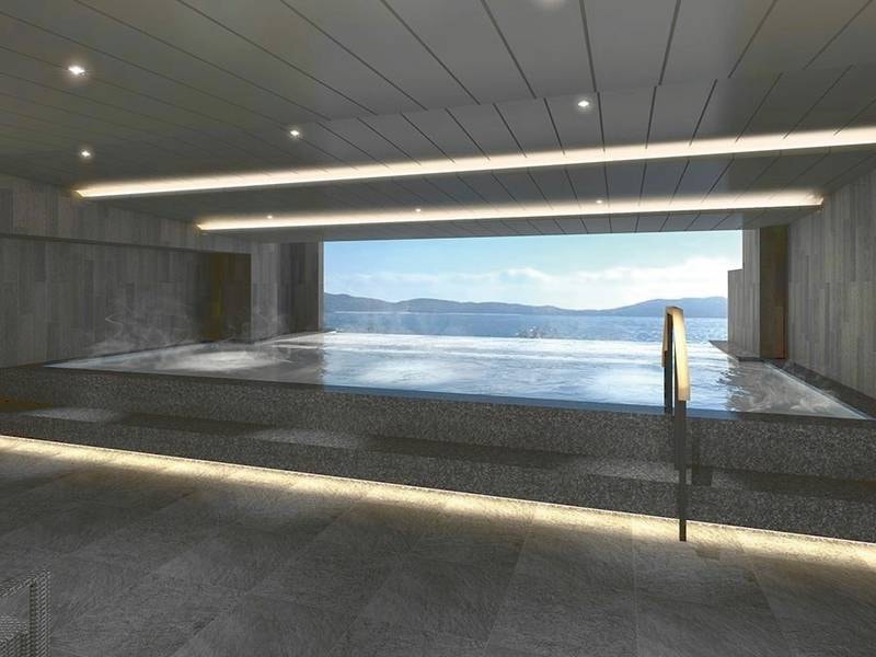 【露天風呂】黄金色に染まる海を眺め、心地よい潮風を感じながらゆったりとした温泉時間をお過ごしください