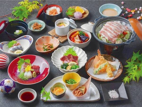 夕食グレードアップ 馬刺し付季節会席/例