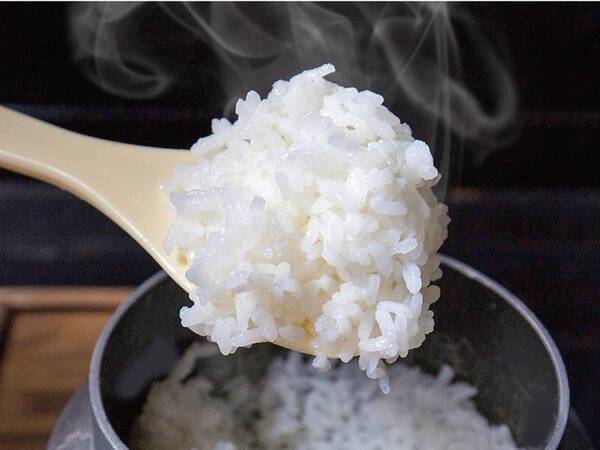 【夕食一例】ご飯釜で炊いた南阿蘇山のお米