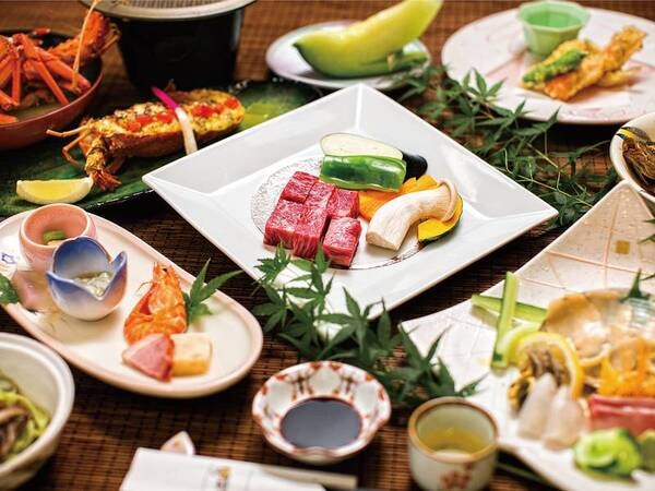 伊勢海老黄金焼き・あわび・和牛会席