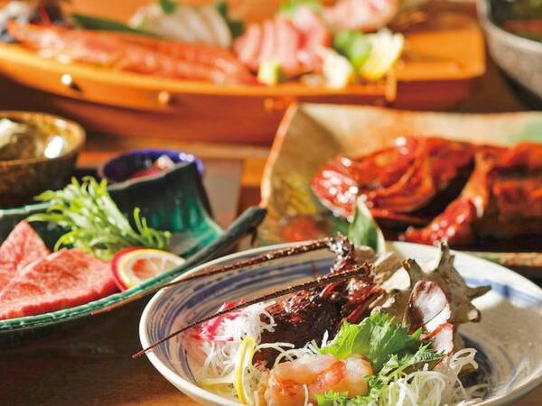 贅沢！伊勢海老･金目鯛･牛･舟盛プラン夕食一例