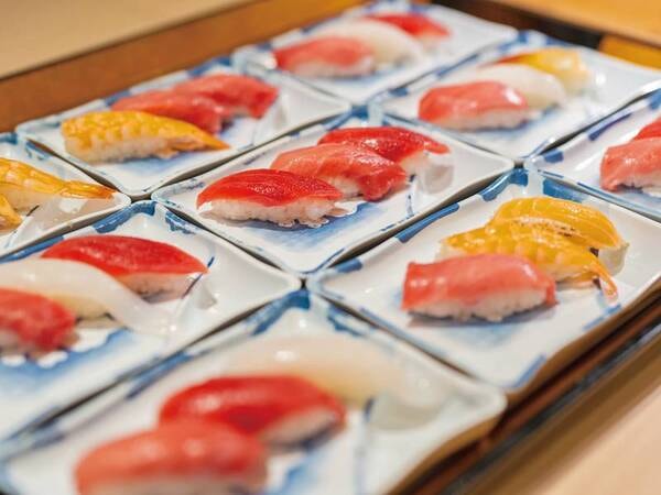 豊洲市場直送!天然本まぐろ握り寿司/夕食例