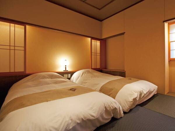 【露天風呂付客室・和洋室/例】ツインベッド＋和室