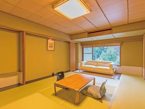 【禁煙和室(10畳以上)/例】10畳以上のゆったり和室。窓より緑を望みながら、足を伸ばしてお寛ぎください