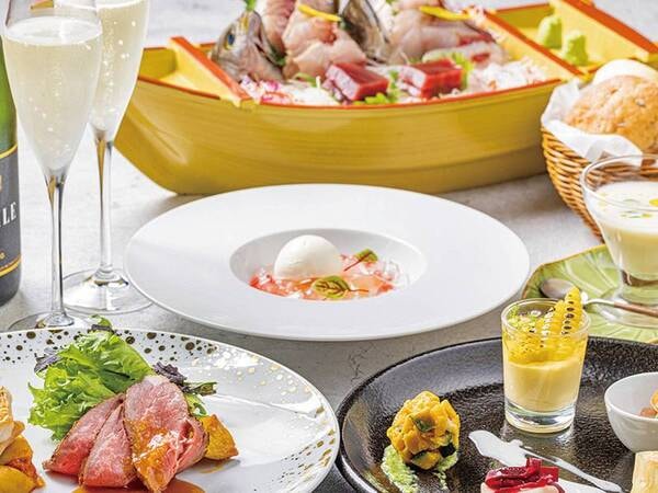 【特典満載プラン夕食】伊豆近海旬魚の舟盛付創作コース/例