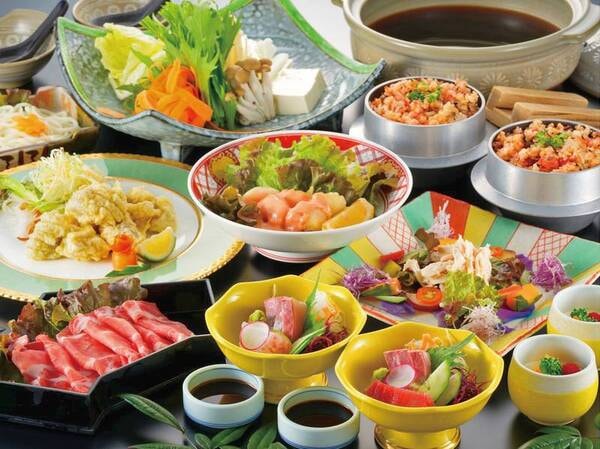 【満足プラン料理一例】ご当地の名物料理も味わえる(会席料理ではございません)