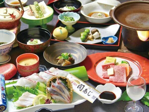 豊後の味覚会席【関あじ・豊後鯛&牛】/例 関あじ/豊後鯛のお造りや国産和牛の料理が楽しめる