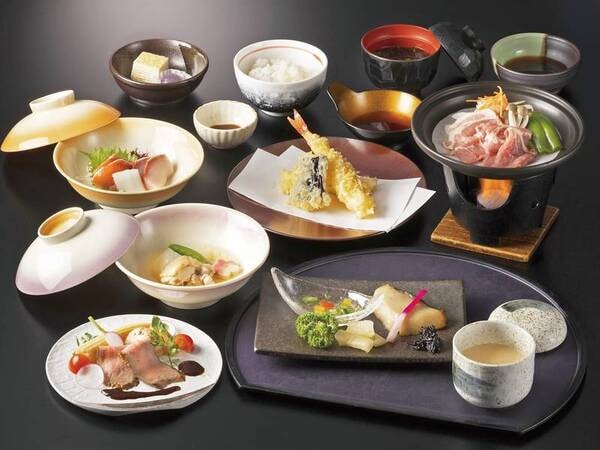 【夕食/例】箱根山麓豚の陶板焼き・天ぷら盛・お造り盛り合わせなど和会席