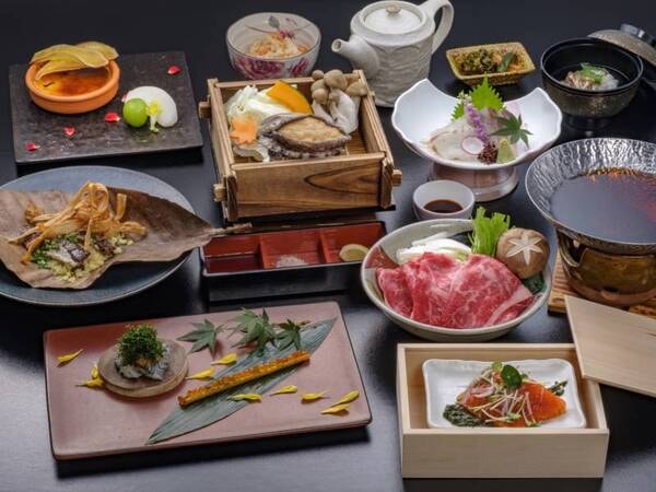 【あわび＆味彩牛プラン/秋の例】新鮮なあわびと、熊本県が誇る味彩牛を味わえる
