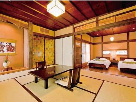 【特別室～紅葉～/一例】特別室「紅葉」は、囲炉裏の間と寝室（ツイン）からなる２間続きのお部屋です