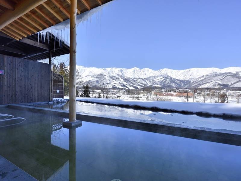 【わらび平の湯】冬の醍醐味♪白く輝くアルプスが目の前に広がります