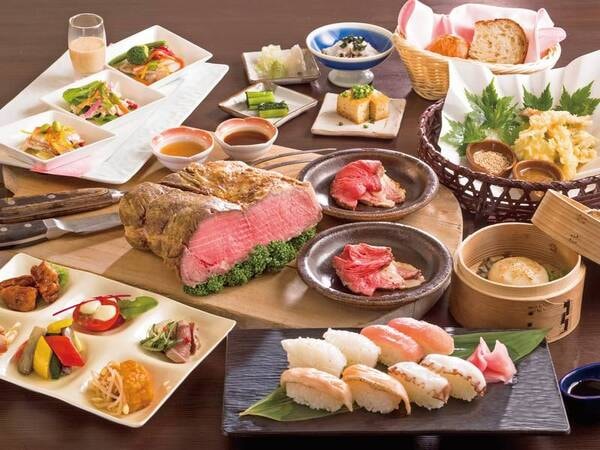 【夕食バイキング/例】和洋中約50種をお好きなだけ！天ぷら、ローストビーフも堪能できる