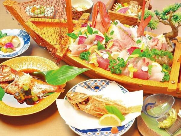 鮮魚の舟盛り付き会席/一例
