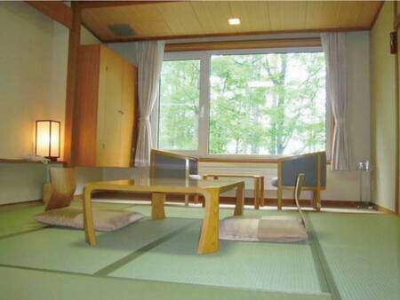 【和室/例】8畳のお部屋からはカラマツ林を眺める