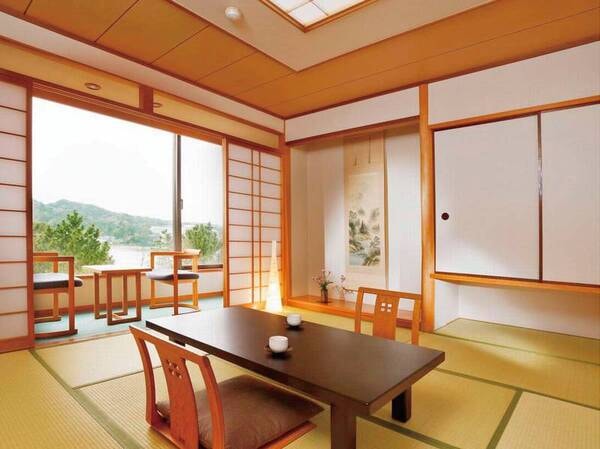 【和室8畳/例】純和室のしつらいも清々しい落ち着きあるお部屋は、お客様の楽しい和みをさらに演出します