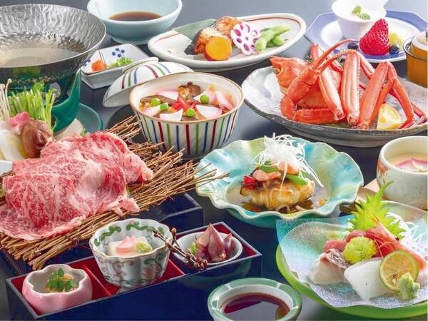 【★選べる鮑or琥珀牛「丹後味覚会席」/琥珀牛しゃぶしゃぶを選択した際の写真一例】