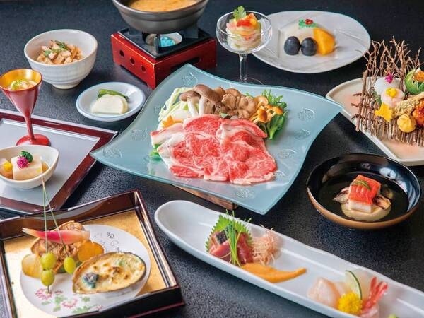 【信州牛付！季節の懐石料理/例】長野県のブランド牛「信州牛」料理をメインに、料理人が一品ごとに丁寧にこだわり抜いた、目と舌で愉しめる月替わりの懐石料理