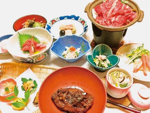 【夕食/例】信州産牛の陶板焼き、鯉の旨煮、甘鯛のかぶら蒸し等全9品