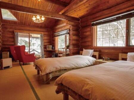 【ログハウスツイン/例】客室から眺める風景が心を和ませる