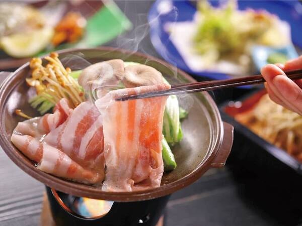 【夕食/例】信州はくばSPF豚の陶板焼き