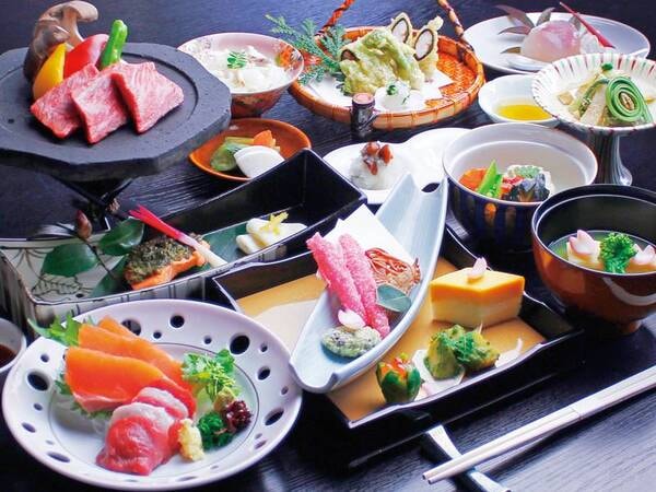 00033D0E
【信州プレミアム牛会席/例】長野ブランド信州プレミアム牛を石焼きで堪能