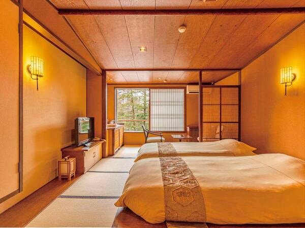 【和風ツイン/例】畳敷きにベッドを設置した人気のお部屋