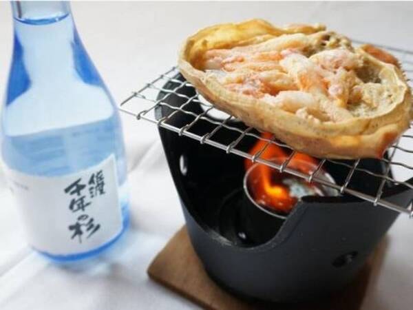 【カニの甲羅焼きと限定酒/例】
