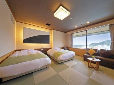 【Bタイプ客室/例】ダブルサイズのベッド2台を備えた和洋室