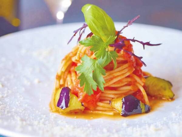 23年夏のまんぞくバイキングｌ千葉県産トマトと茄子の冷製パスタ/例