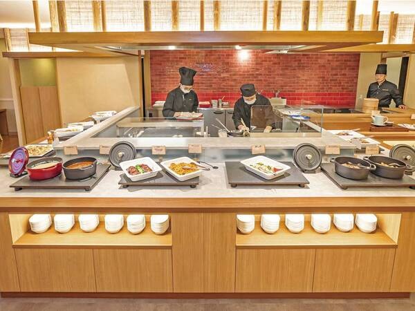 バイキング一例/新設された「ライブキッチン」にて、十勝のとれたて新鮮食材を楽しむ!