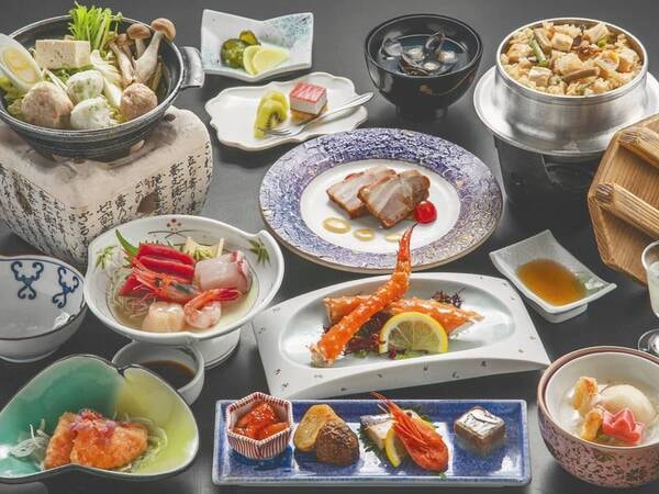 オホーツクの幸をふんだんに使用した会席料理を満喫/例