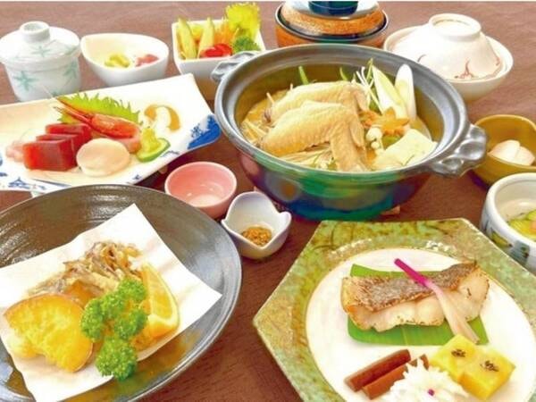 「ローリューチキン」付鍋会席/夕食一例